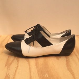 Black and White Lace Up Flats